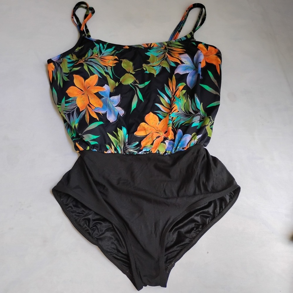 Longitude Swimsuit 22w‎ One Piece  Slimming Tummy Control Floral Resort Beach